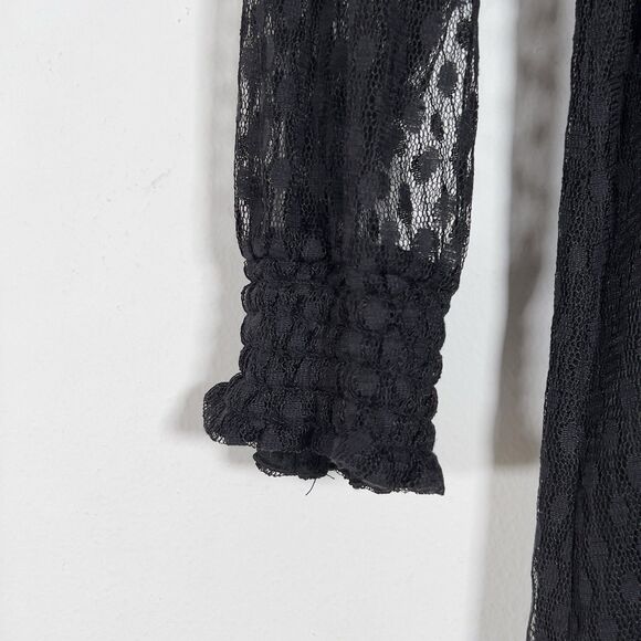 Nina Leonard Sheer Lace Overlay Mock Neck Sheath Dress Sz L Black Long Sleeve - Picture 9 of 16